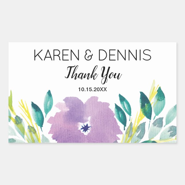 Sticker Rectangulaire Mariage floral en fleurs (Devant)