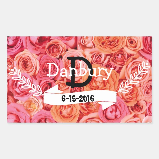 Sticker Rectangulaire Mariage floral personnalisé (Devant)