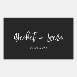 Sticker Rectangulaire Mariage noir moderne contemporain