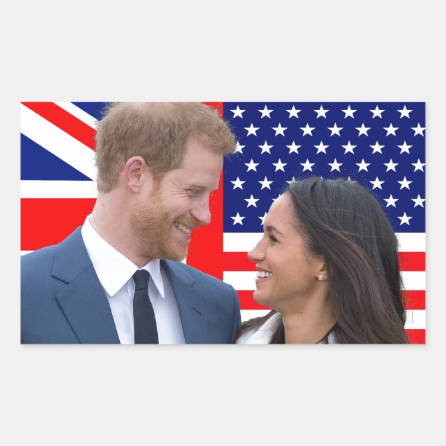 Sticker Rectangulaire Mariage royal Harry et Meghan (Devant)
