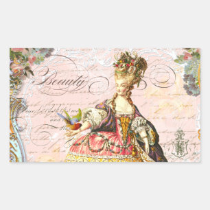 Sticker Rectangulaire Marie Antoinette Paris Rose