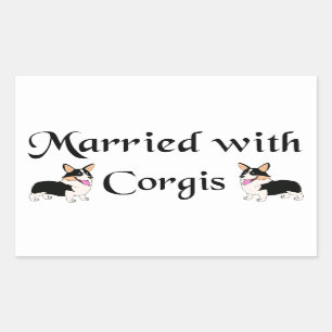 Sticker Rectangulaire Marié avec Corgis