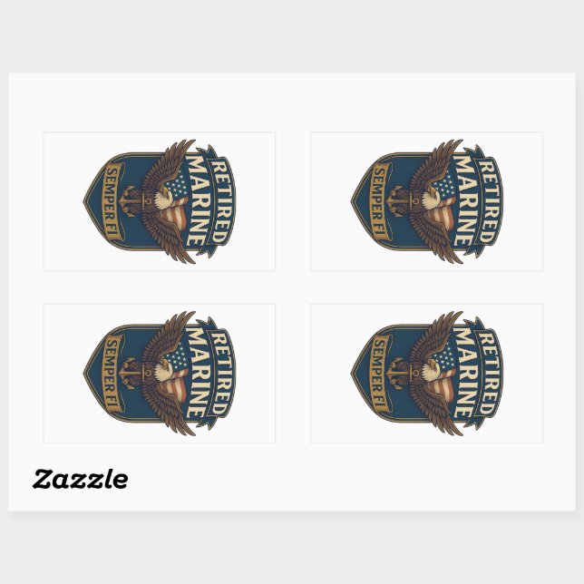 Sticker Rectangulaire Marine Corps Veteran Logo Emblem (Feuille)
