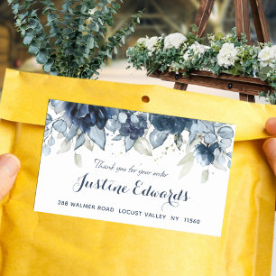 Sticker Rectangulaire Marine Peony Silver Dusty Blue Eucalyptus