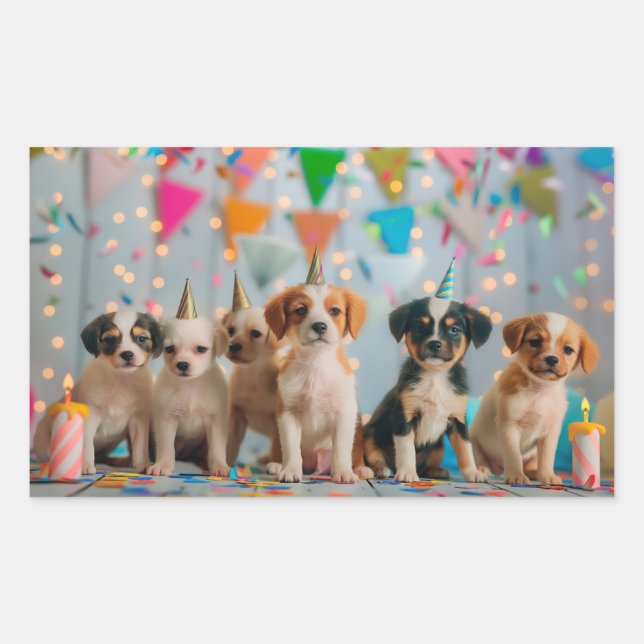 Sticker Rectangulaire Marionnettes mignonnes Design de fête d'anniversai (Devant)