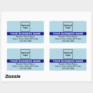 Sticker Rectangulaire Marque d'affaires avec surbrillance sur bleu clair
