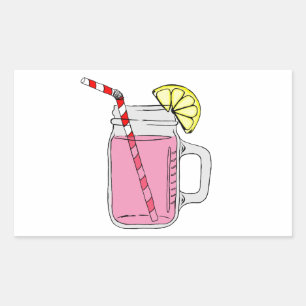 Sticker Rectangulaire Mason de citron rose