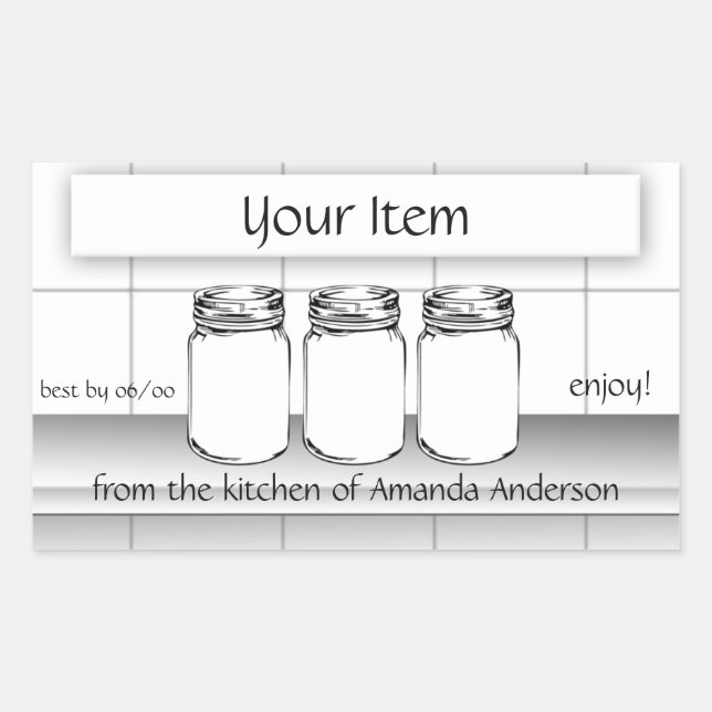 Sticker Rectangulaire Mason Jar Personnaliser votre article Moden Étique (Devant)