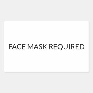 Sticker Rectangulaire Masque visage Requis noir et blanc simple