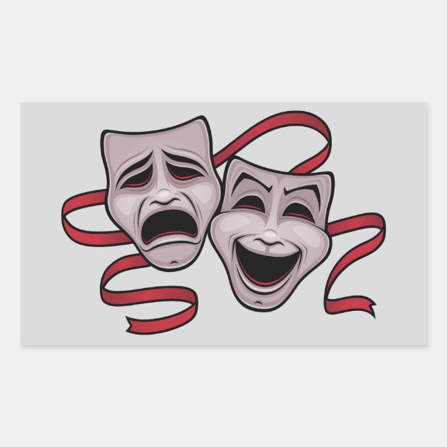 Sticker Rectangulaire Masques De Théâtre Comédie Et Tragédie (Devant)