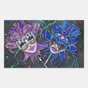 Sticker Rectangulaire Masques Jester Comédie/Tragédie