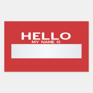 Sticker Rectangulaire Masquez bonjour mon nom est… personnalisable