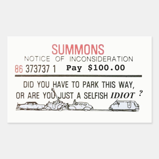 Sticker Rectangulaire Mauvaise sommation de stationnement (Devant)