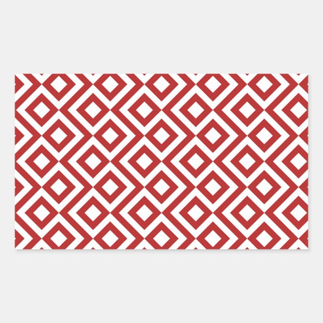 Sticker Rectangulaire Meander rouge et blanc (Devant)