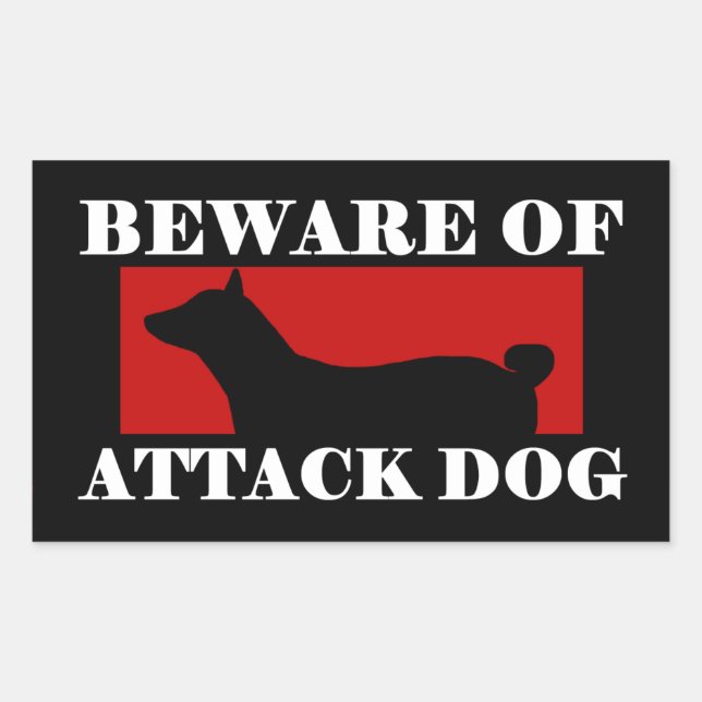 Sticker Rectangulaire Méfiez-vous des chiens d'attaque - Basenji (Devant)