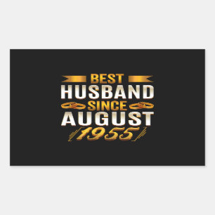 Sticker Rectangulaire Meilleur Mari Depuis Août 1955 Funny Anniversaire
