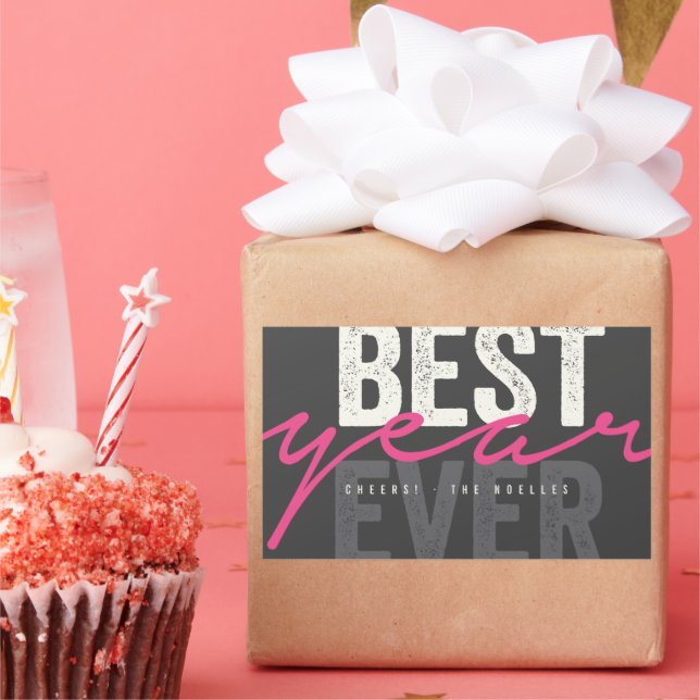 Sticker Rectangulaire Meilleure année écriture manuscrite Script moderne (Fête)