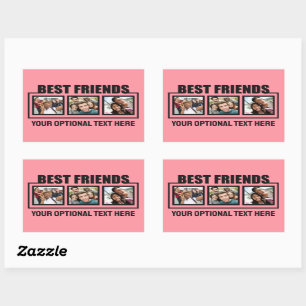 Sticker Rectangulaire Meilleurs amis photos personnalisées, texte et cou