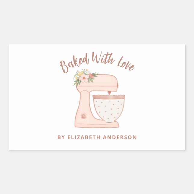 Sticker Rectangulaire Mélange De Gâteaux Cuisiné Avec Amour (Devant)