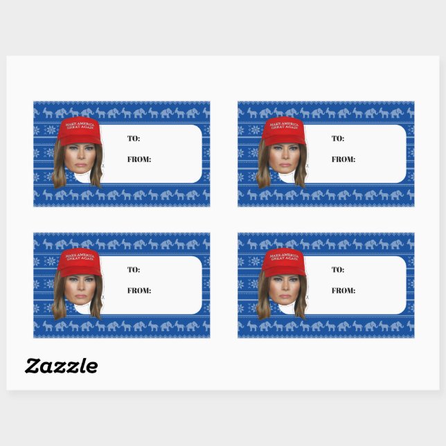 Sticker Rectangulaire Melania Trump MAGA Noël (Feuille)