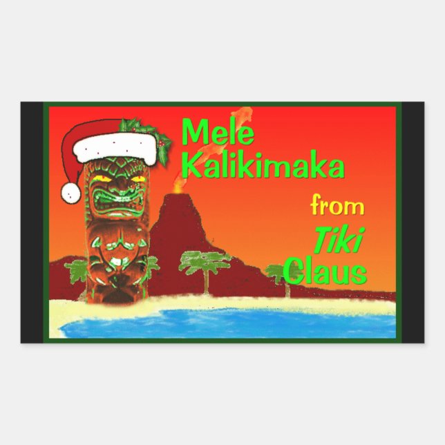 Sticker Rectangulaire Mele Kalikimaka de Tiki Claus (Devant)