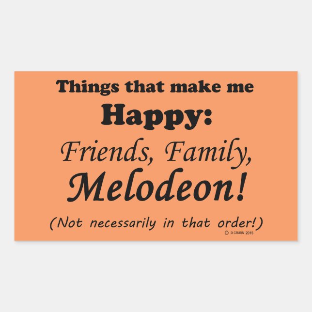Sticker Rectangulaire Melodeon Me Rend Heureux (Devant)