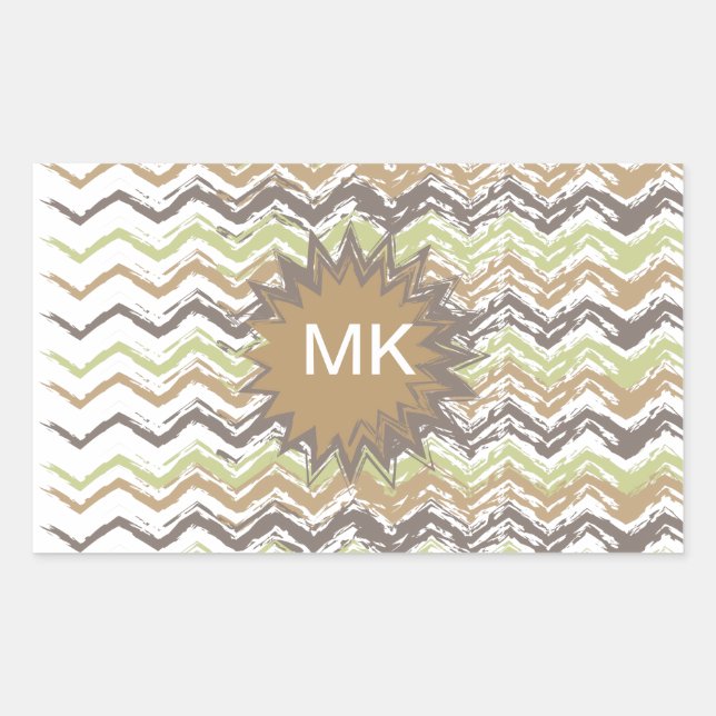 Sticker Rectangulaire Melon Brandy Scribble ZigZag Motif (Devant)