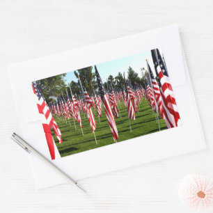 Sticker Rectangulaire Mémorial des Drapeaux Américains des États-Unis