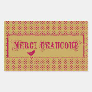 Sticker Rectangulaire Merci Beaucoup Distressed Bird Art