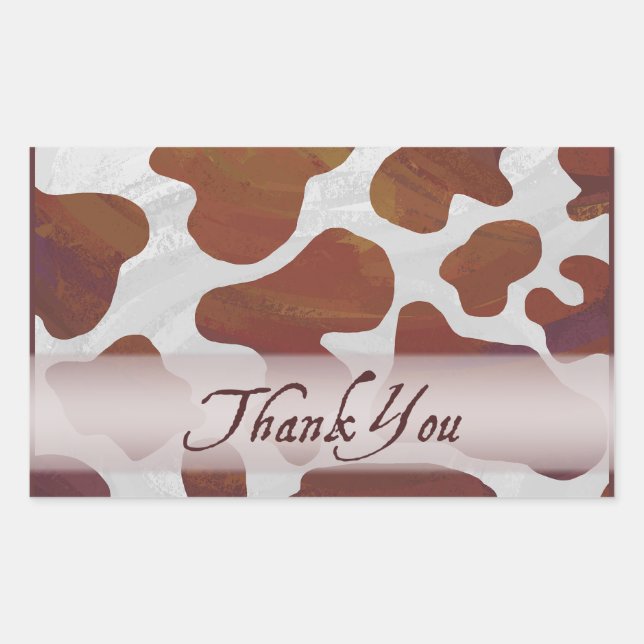Sticker Rectangulaire Merci Brown et blanc de taches de vache (Devant)