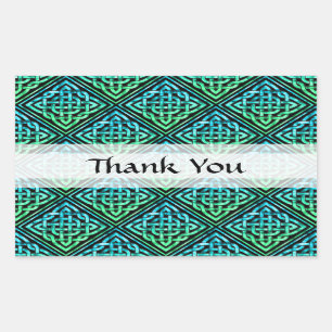 Sticker Rectangulaire Merci Celtic Knot - Diamant bleu vert