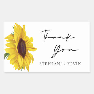 Sticker Rectangulaire Merci de Mariage de tournesol russe moderne
