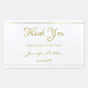 Sticker Rectangulaire Merci Gold Script à main Texte Marbre Modèle