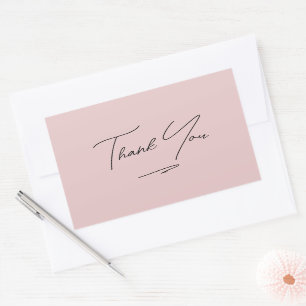 Sticker Rectangulaire Merci manuscrit minimaliste rose pâle