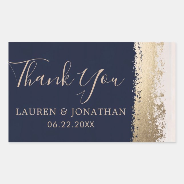 Sticker Rectangulaire Merci, mariage pour la marine (Devant)