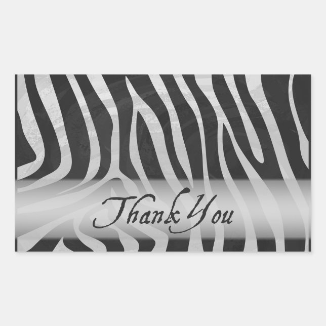 Sticker Rectangulaire Merci Motif gris animal sauvage (Devant)