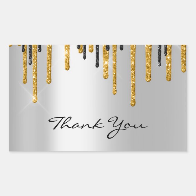 Sticker Rectangulaire Merci Nom Mariage Silver Grey Gold Drivers (Devant)