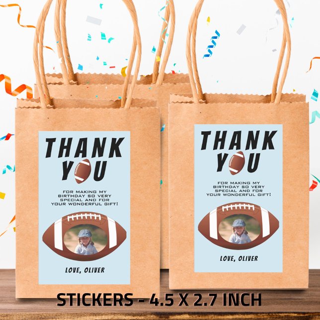 Sticker Rectangulaire Merci photo de l'anniversaire du football américai (Créateur téléchargé)