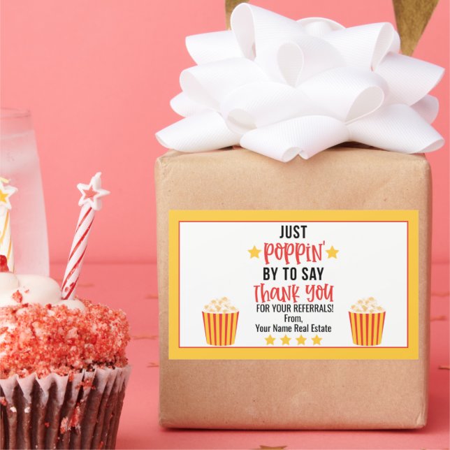 Sticker Rectangulaire Merci Popcorn Pour Vos Références (Fête)