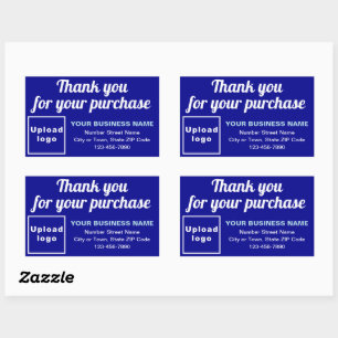 Sticker Rectangulaire Merci pour votre achat en bleu
