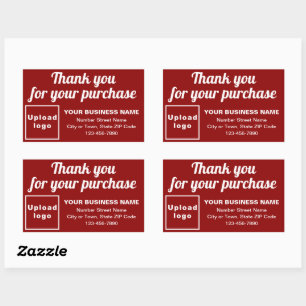 Sticker Rectangulaire Merci pour votre achat en rouge