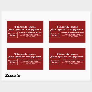 Sticker Rectangulaire Merci pour votre soutien en rouge