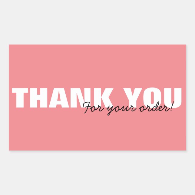 Sticker Rectangulaire Merci rose moderne pour votre commande Home Busine (Devant)
