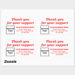 Sticker Rectangulaire Merci rouge pour votre soutien à White