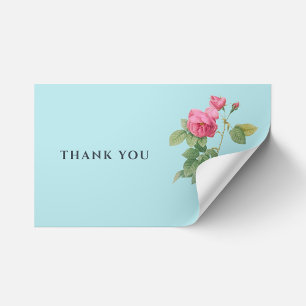 Sticker Rectangulaire Merci Rustique Floral Pastel Bleu