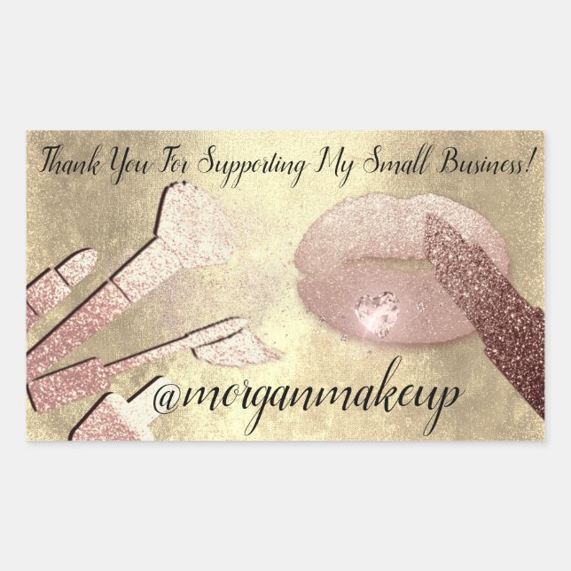 Sticker Rectangulaire Merci Support Petites entreprises maquillage Lips  (Devant)