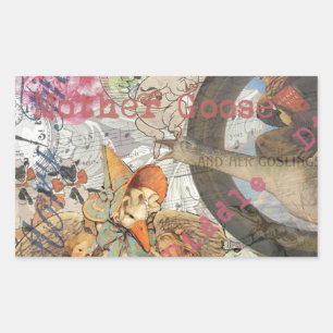Sticker Rectangulaire Mère Goose Nursery Rhyme Fairy Tale
