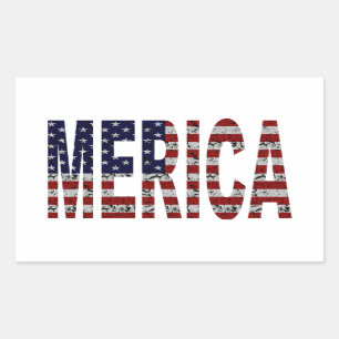 Sticker Rectangulaire 'MERICA - Drapeau grunge des Etats-Unis
