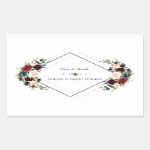 Merlot géométrique moderne Marine bleu Mariage flo