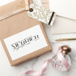 Sticker Rectangulaire Merrier minimal ensemble Noël Mariage
